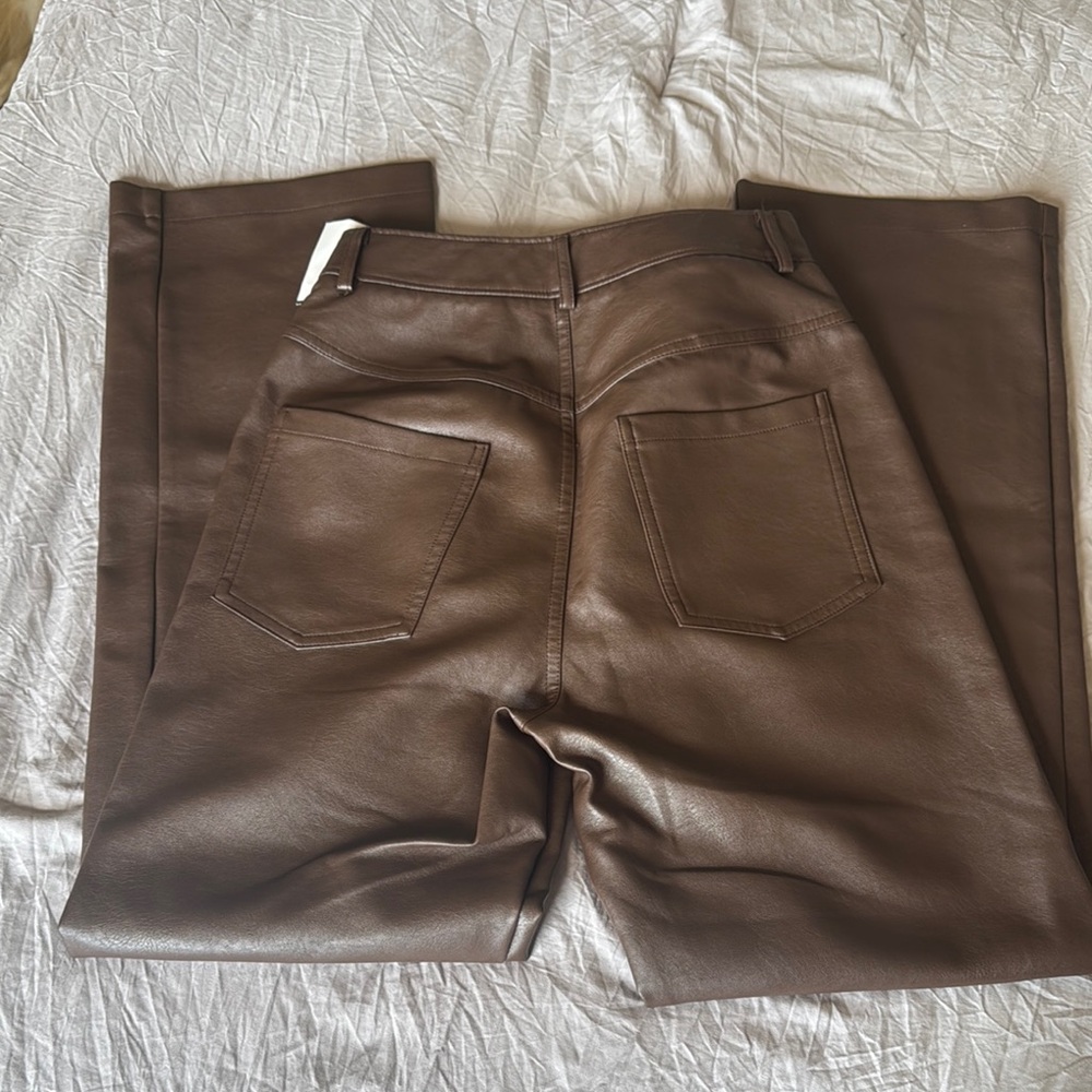 Brown Faux Leather Pants